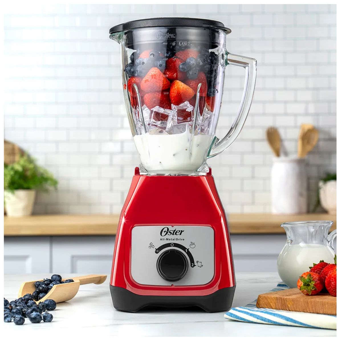 OSTER - Licuadora Oster con vaso de vidrio y control de perilla BLSTKAGRRD