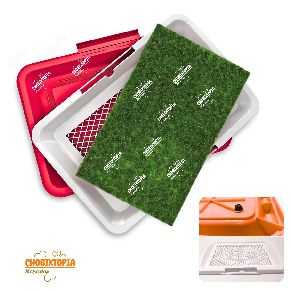 GENERICO - BAÑO PORTATIL ECOLOGICO ROJO CON GRAS CHICO SIN BANDEJA