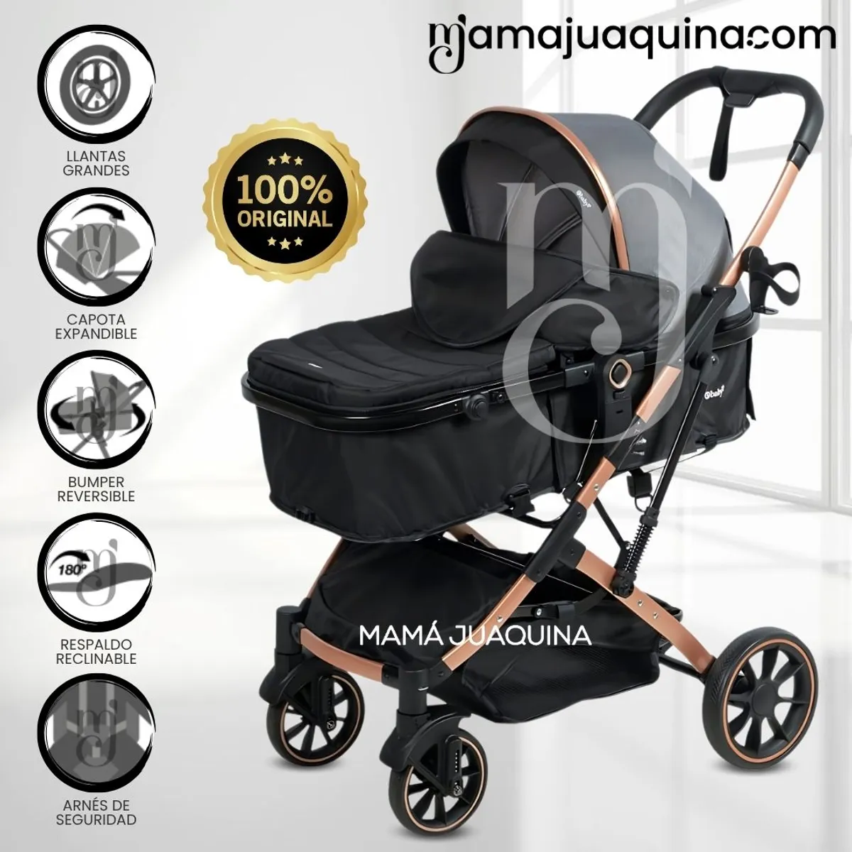 KIDS - Coche Moisés Travel System «BREYELL» de Lujo Black