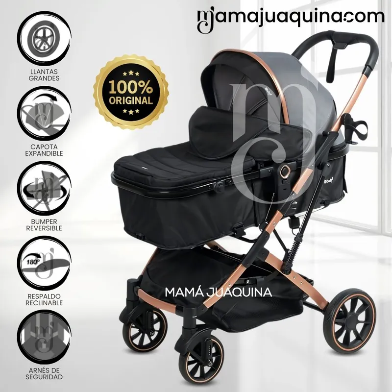 KIDS - Coche Moisés Travel System «BREYELL» de Lujo Black