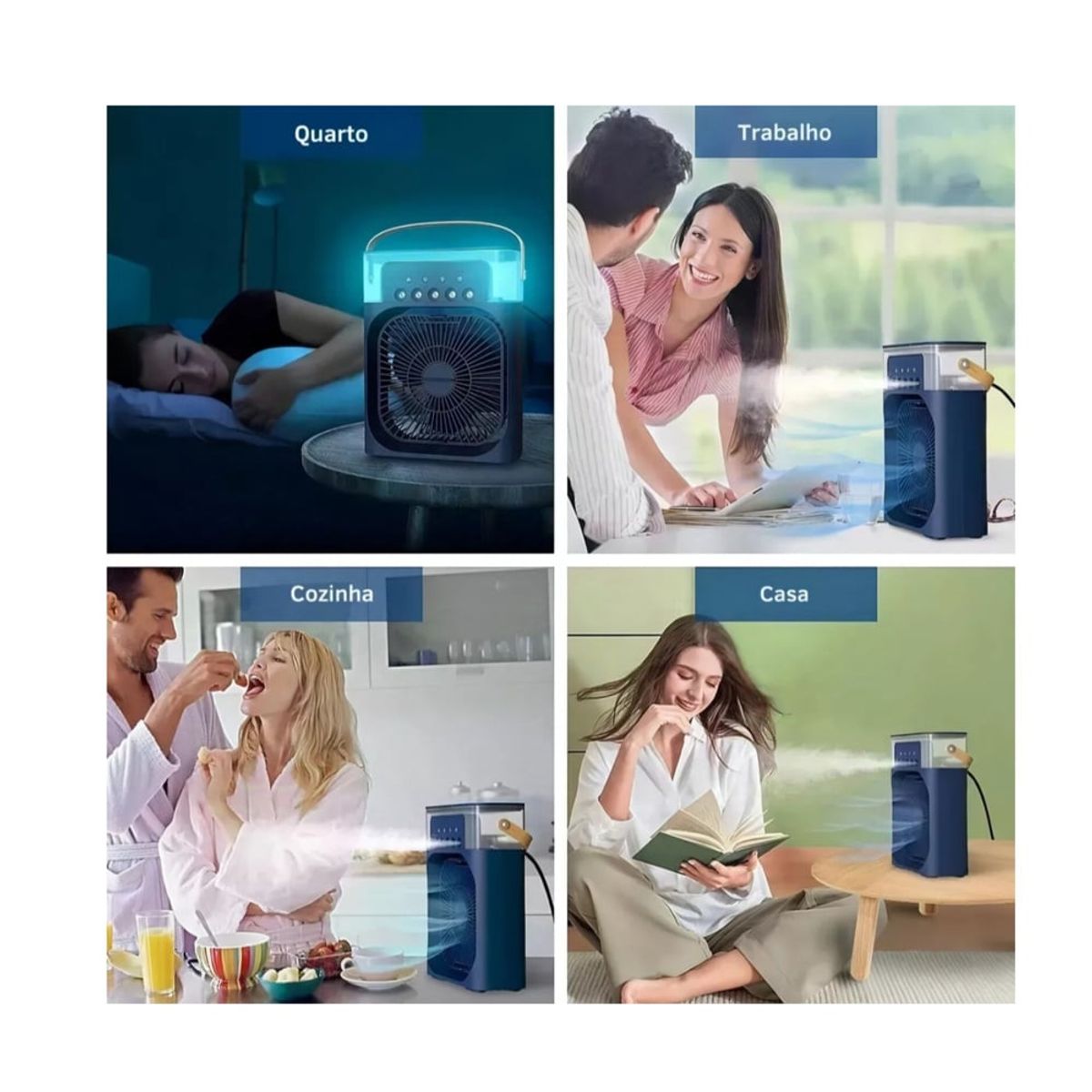 RISUTIMPORT - Ventilador Portátil Humidificador Air Cooler 3 en 1 NEGRO