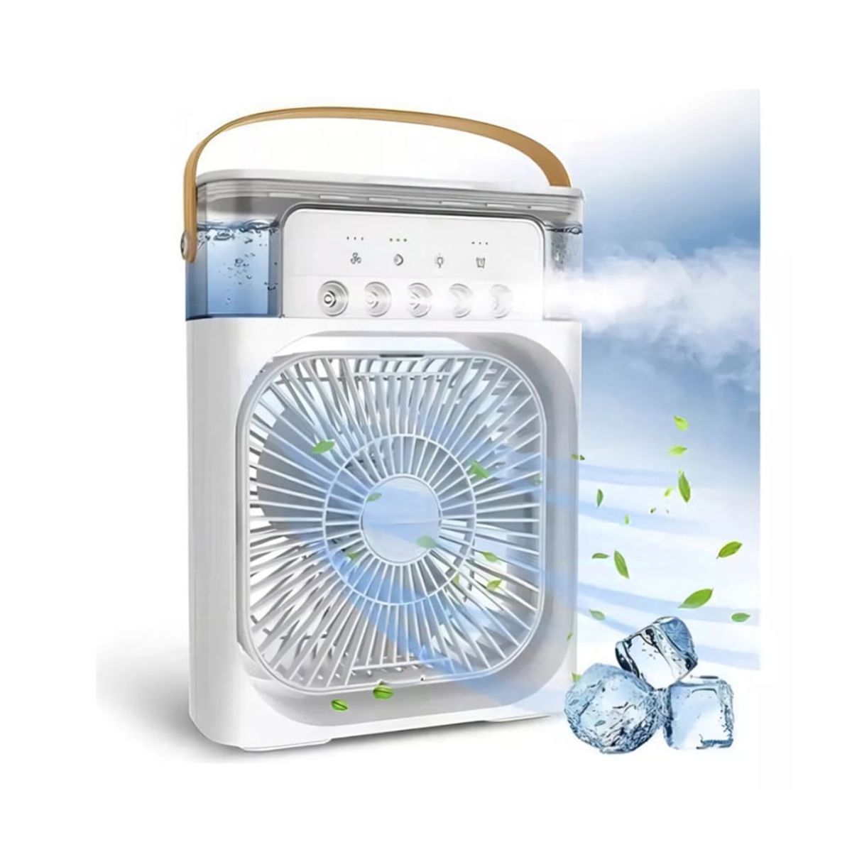 RISUTIMPORT - Ventilador Portátil Humidificador Air Cooler 3 en 1 BLANCO