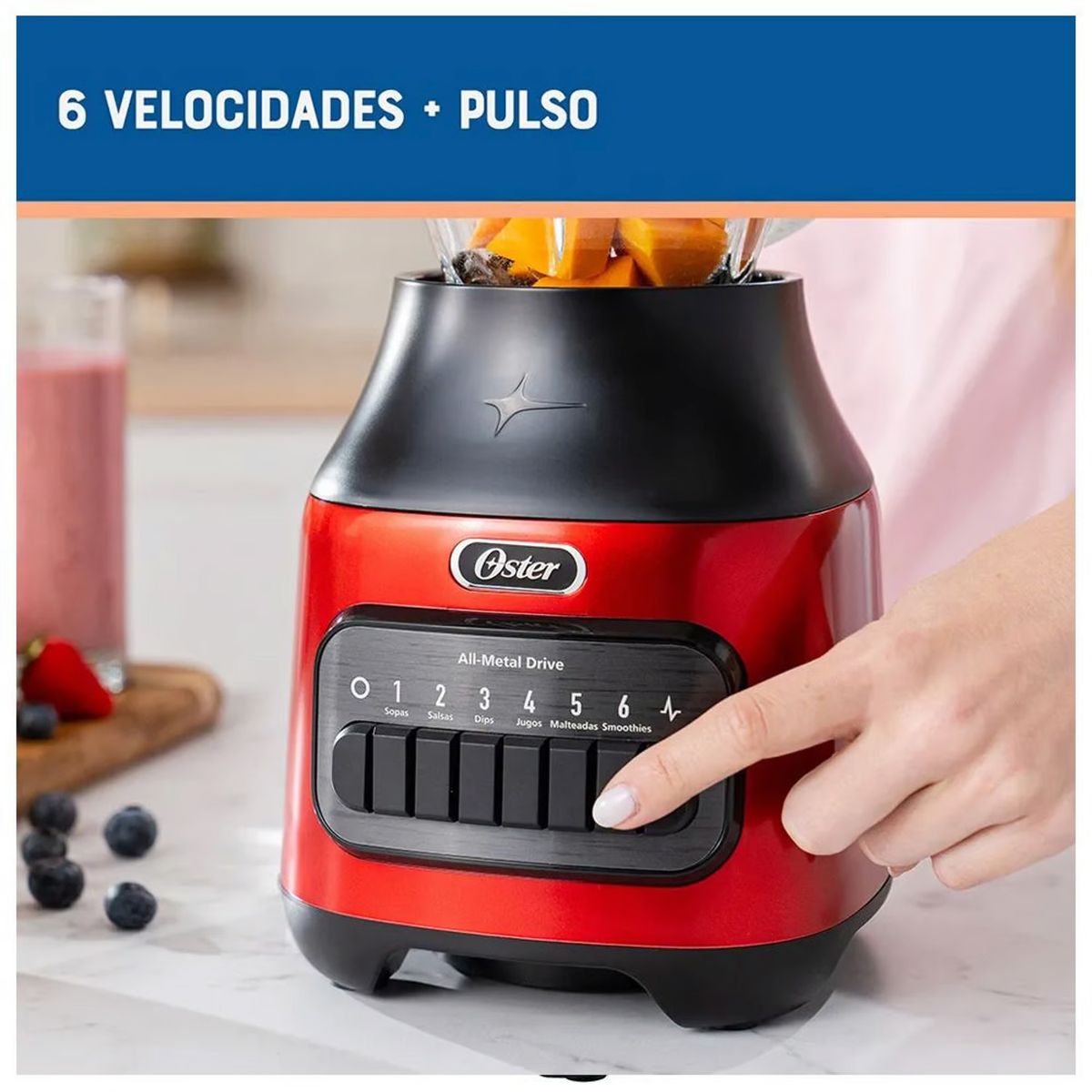OSTER - Licuadora Oster BLSTPEG-CPB 800w 6 velo con vaso de vidrio 1.5 litros
