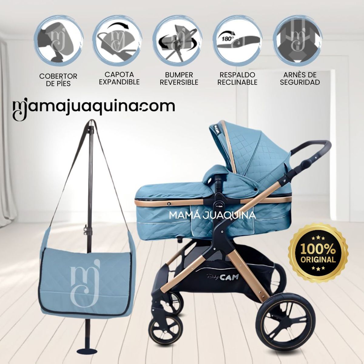KIDS - Coche Moisés de Lujo «NAPOLY» Edición Limitada Sky Blue