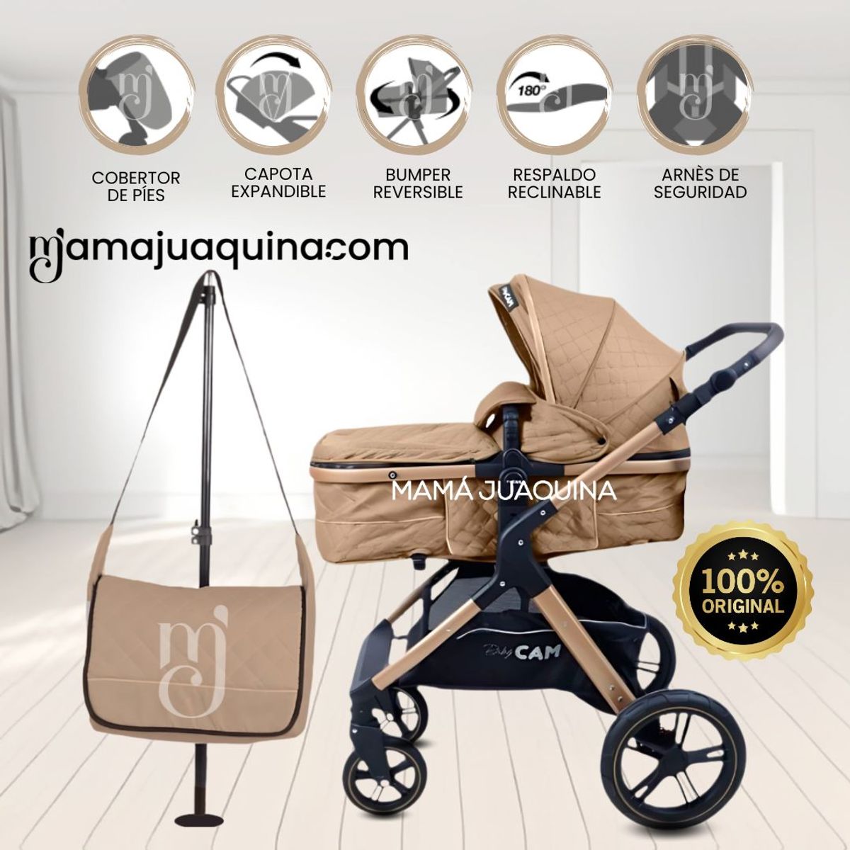 KIDS - Coche Moisés de Lujo «NAPOLY» Edición Limitada Beige