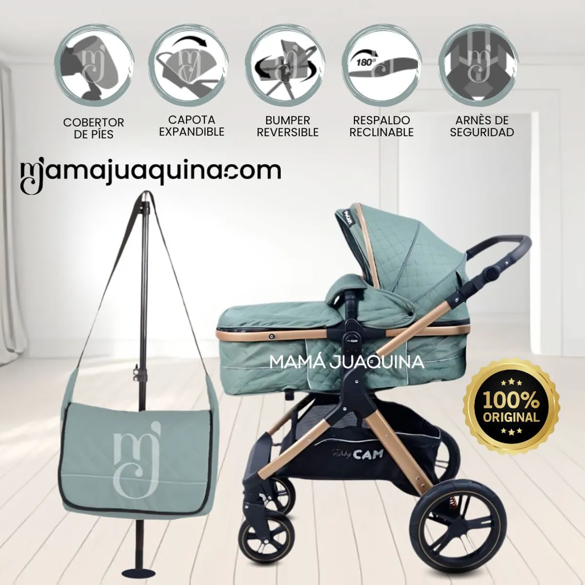 KIDS - Coche Moisés de Lujo «NAPOLY» Edición Limitada Green