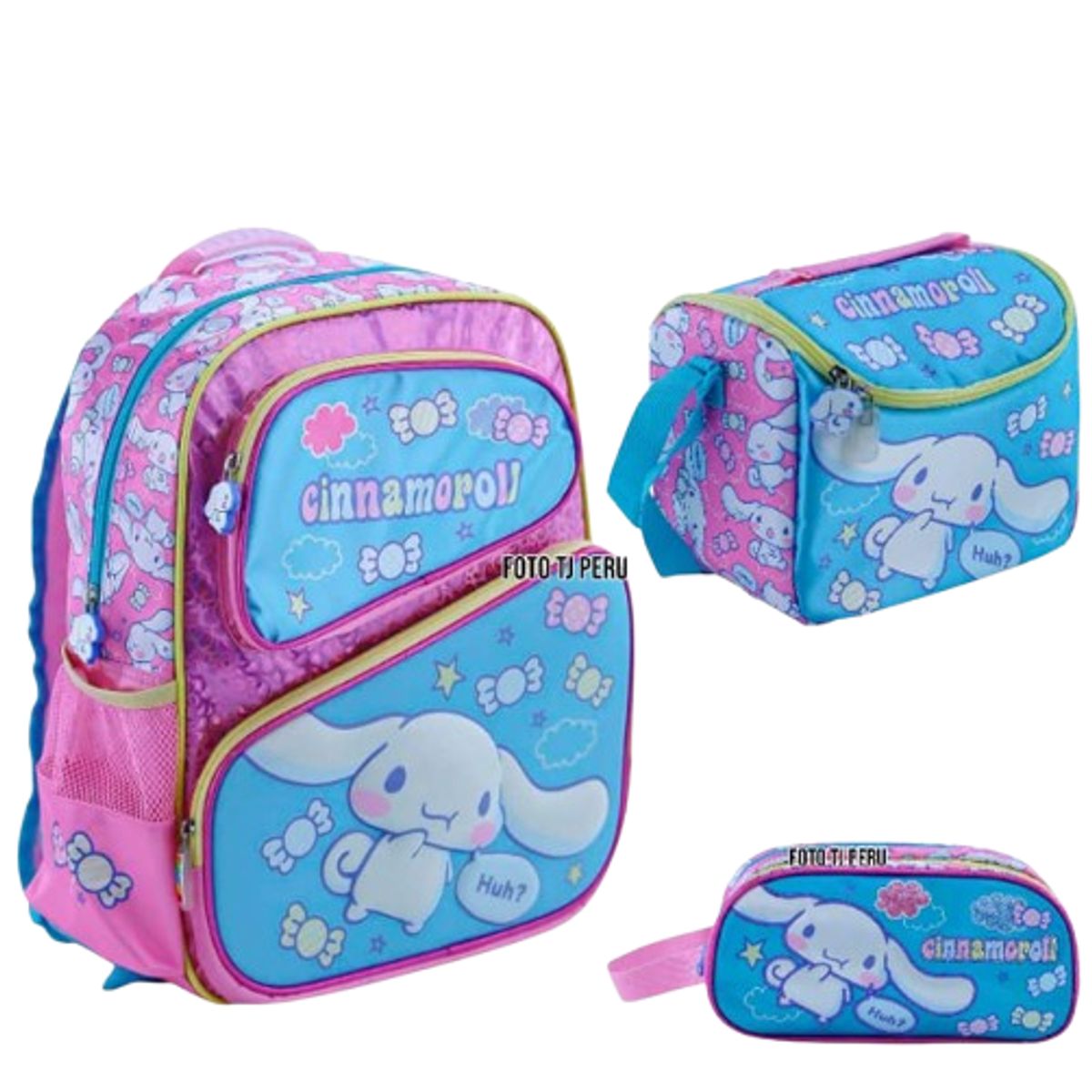 GENERICO - Set Mochila+Lonchera+Cartuchera Cinnamoroll