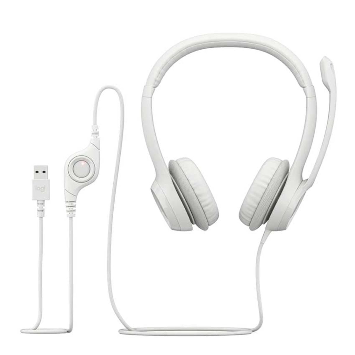 LOGITECH - Logitech H390 Blanco Auriculares USB con Micrófono Ajustable y Confort