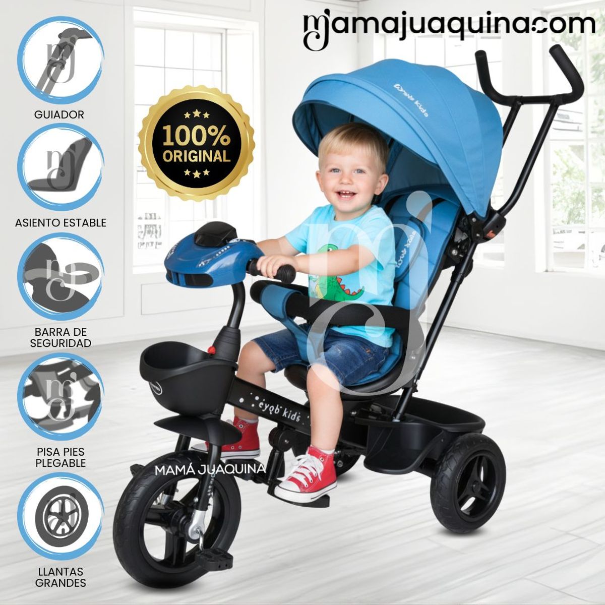 KIDS - Triciclo Guiador Kids «CUTE AVENTURE» Sky Blue