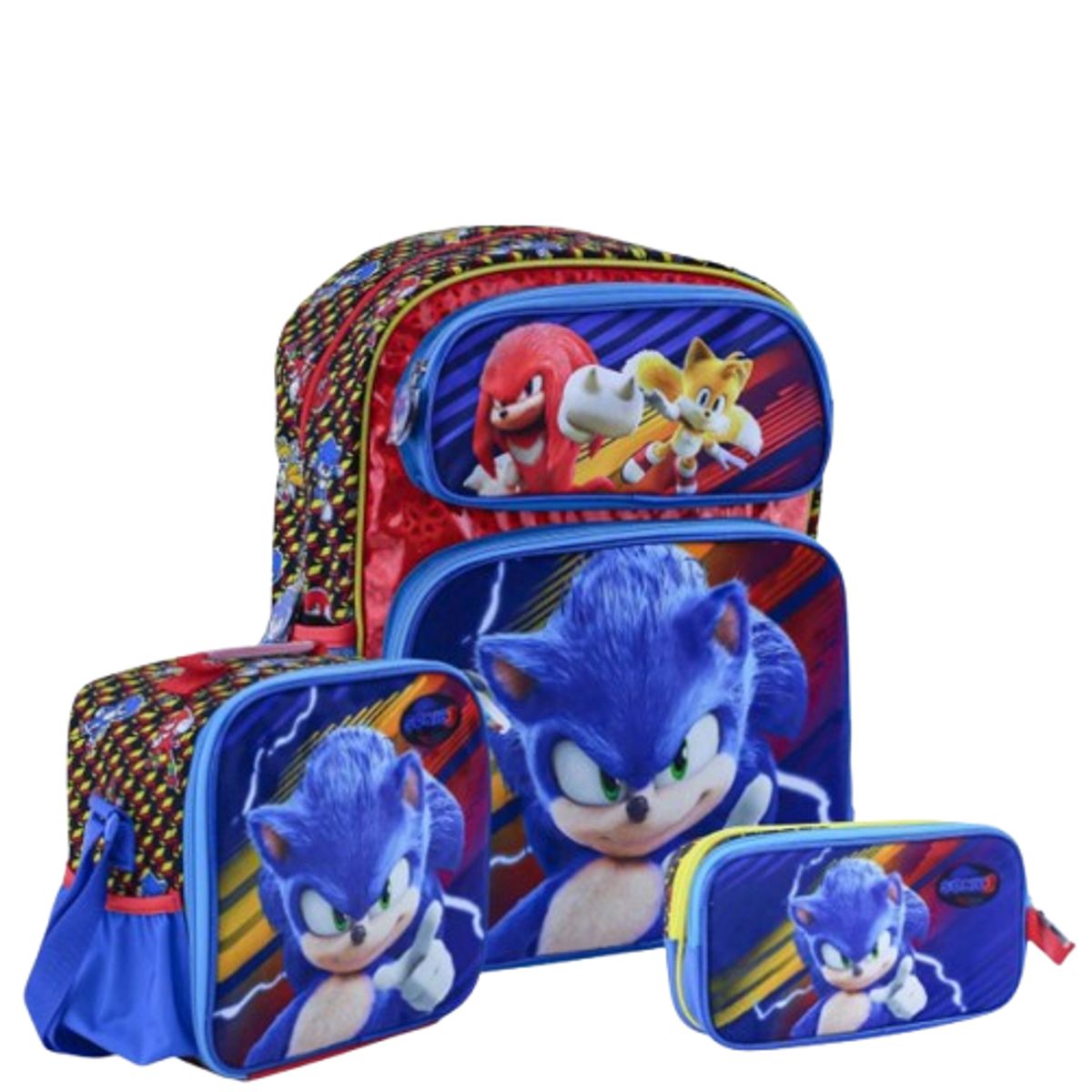 GENERICO - Set Mochila+Lonchera+Cartuchera Sonic