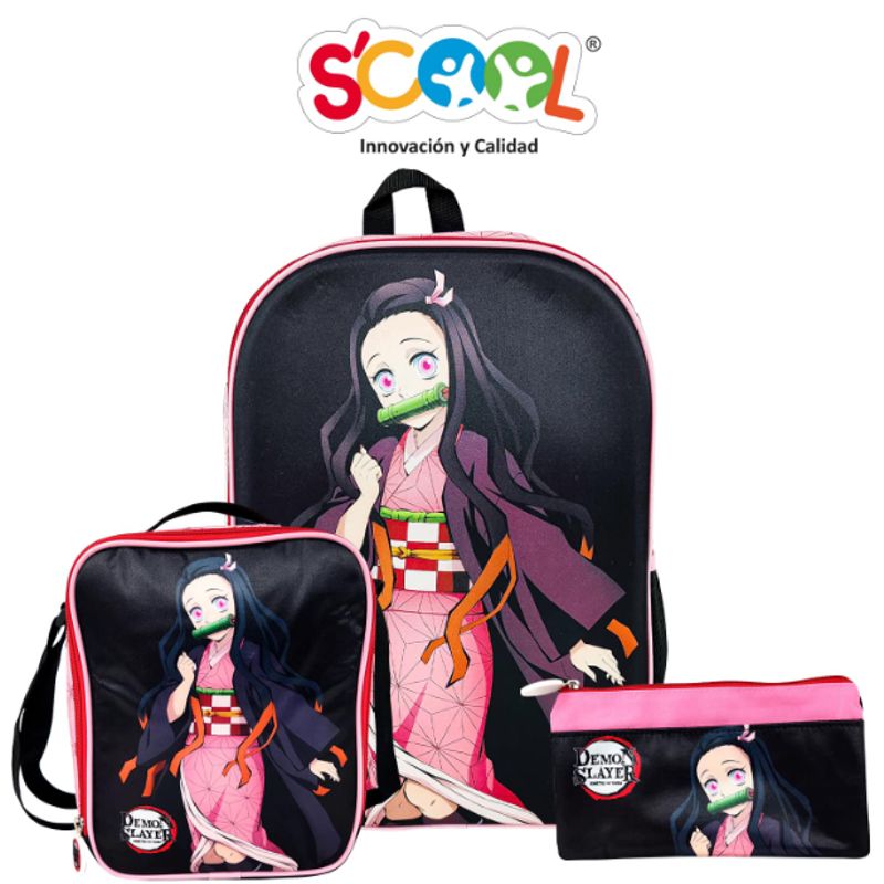 GENERICO - Set Mochila+Lonchera+Cartuchera Demon Slayer