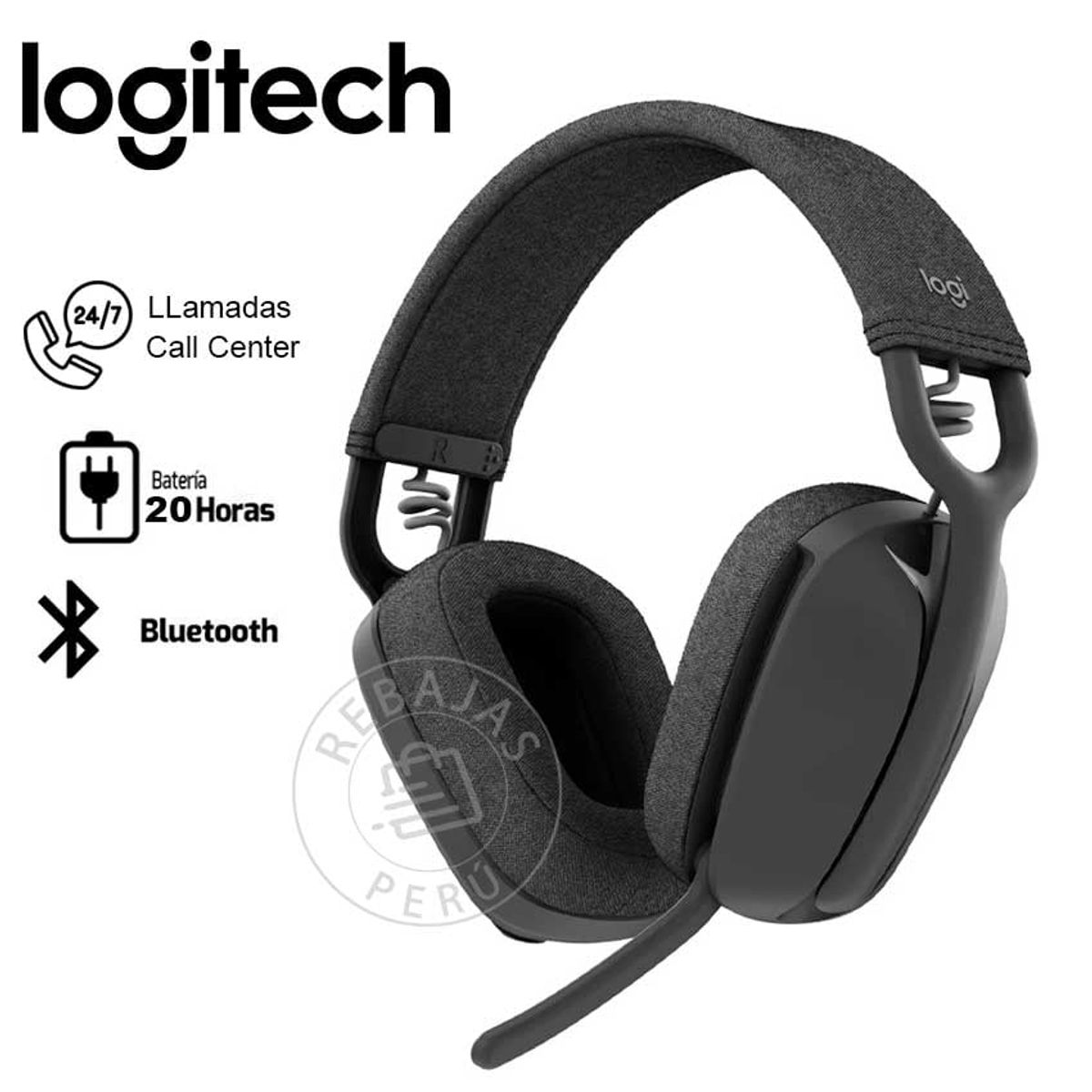 LOGITECH - Logitech Zone Vibe 100 Negro Audifono Bluetooth Micrófono y Confort