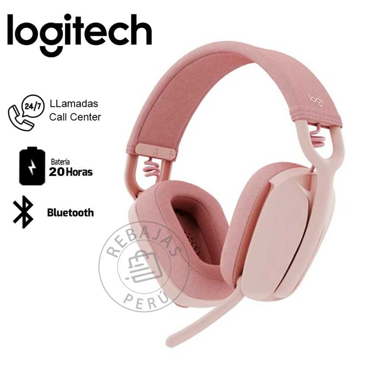 LOGITECH - Logitech Zone Vibe 100 Rosado Audifono Bluetooth Micrófono y Confort