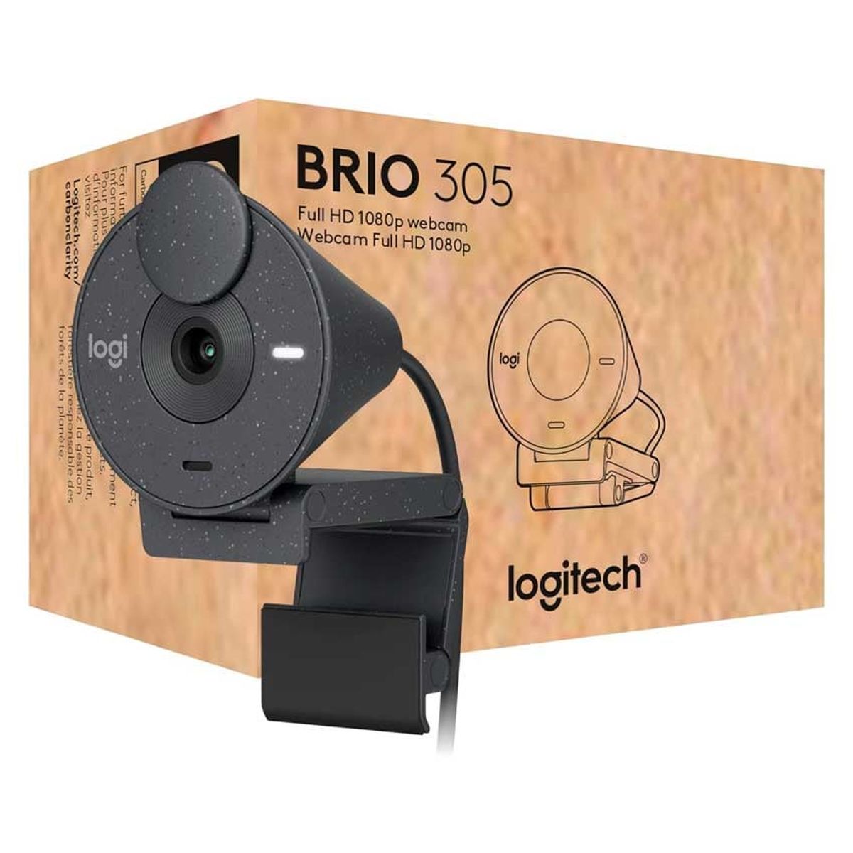 LOGITECH - Logitech Brio 305 Webcam Full HD 1080p con Micrófono y Tapa Privacidad
