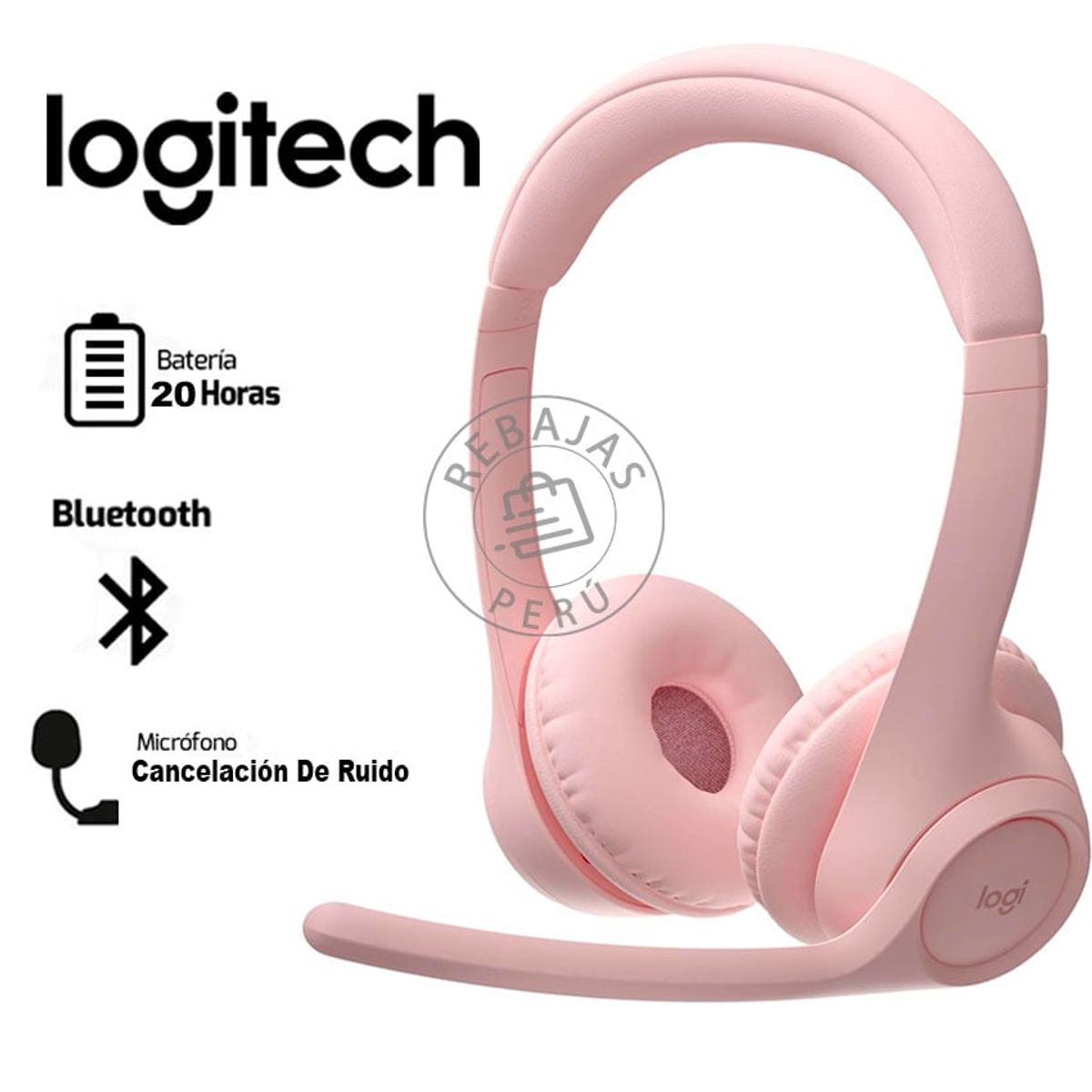 LOGITECH - Logitech Zone 300 Rosado Bluetooth Auriculares Inalámbricos