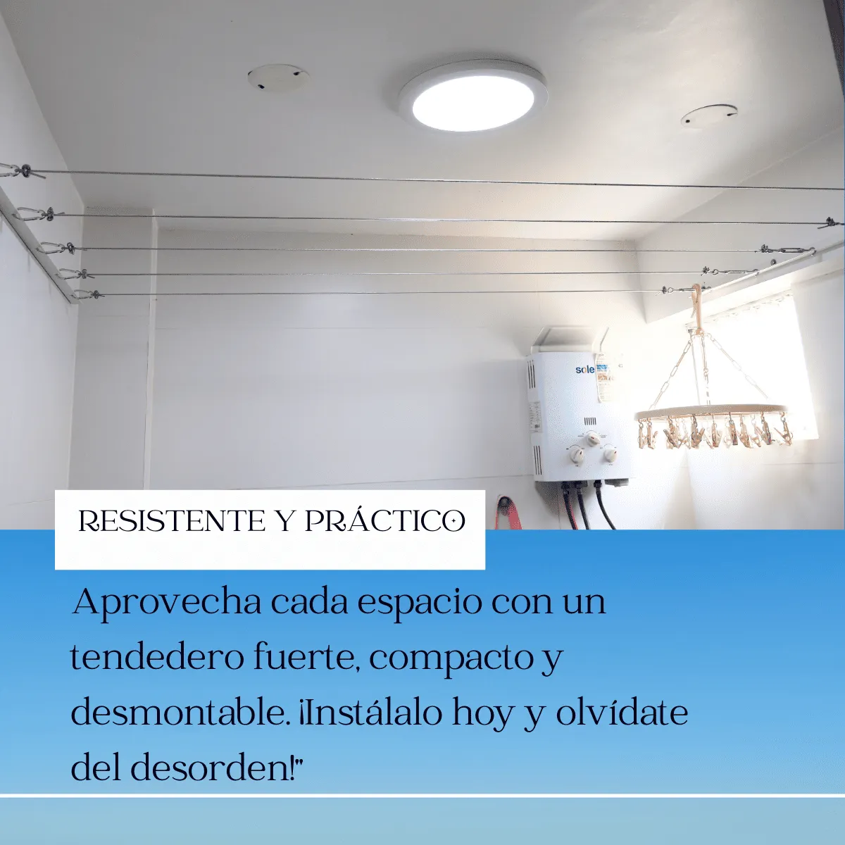 GENERICO - Tendedero Fijo Pared A Pared 5líneas 1m Cordel Desmontable