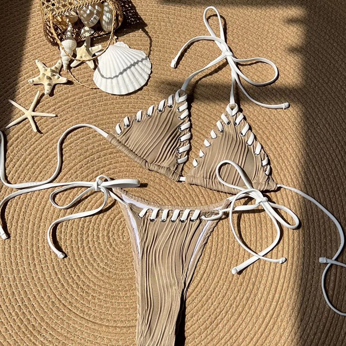 GENERICO - Bikini Mujer Brasileño 2 piezas Café