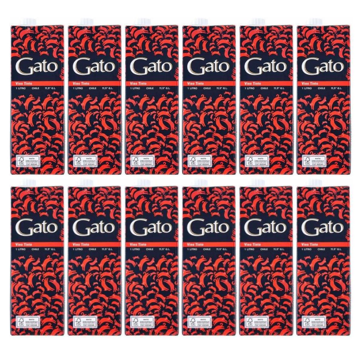 GENERICO - Vino Gato Tinto Tetra 1L - 12 UND