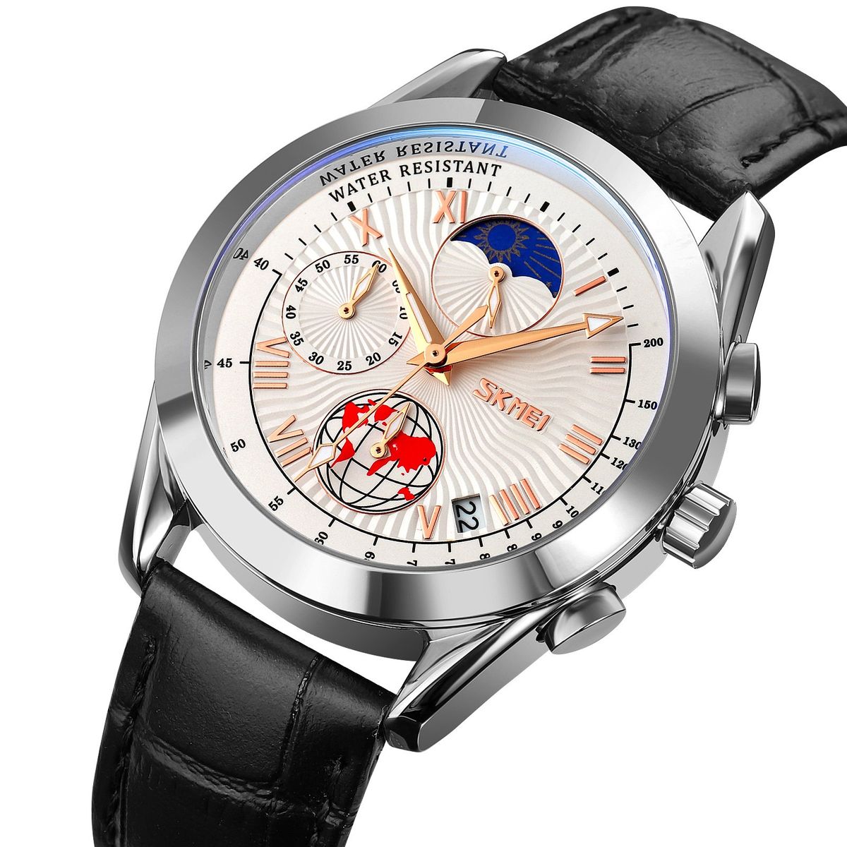 SKMEI - Reloj Skmei 9236 Fase lunar Cuero