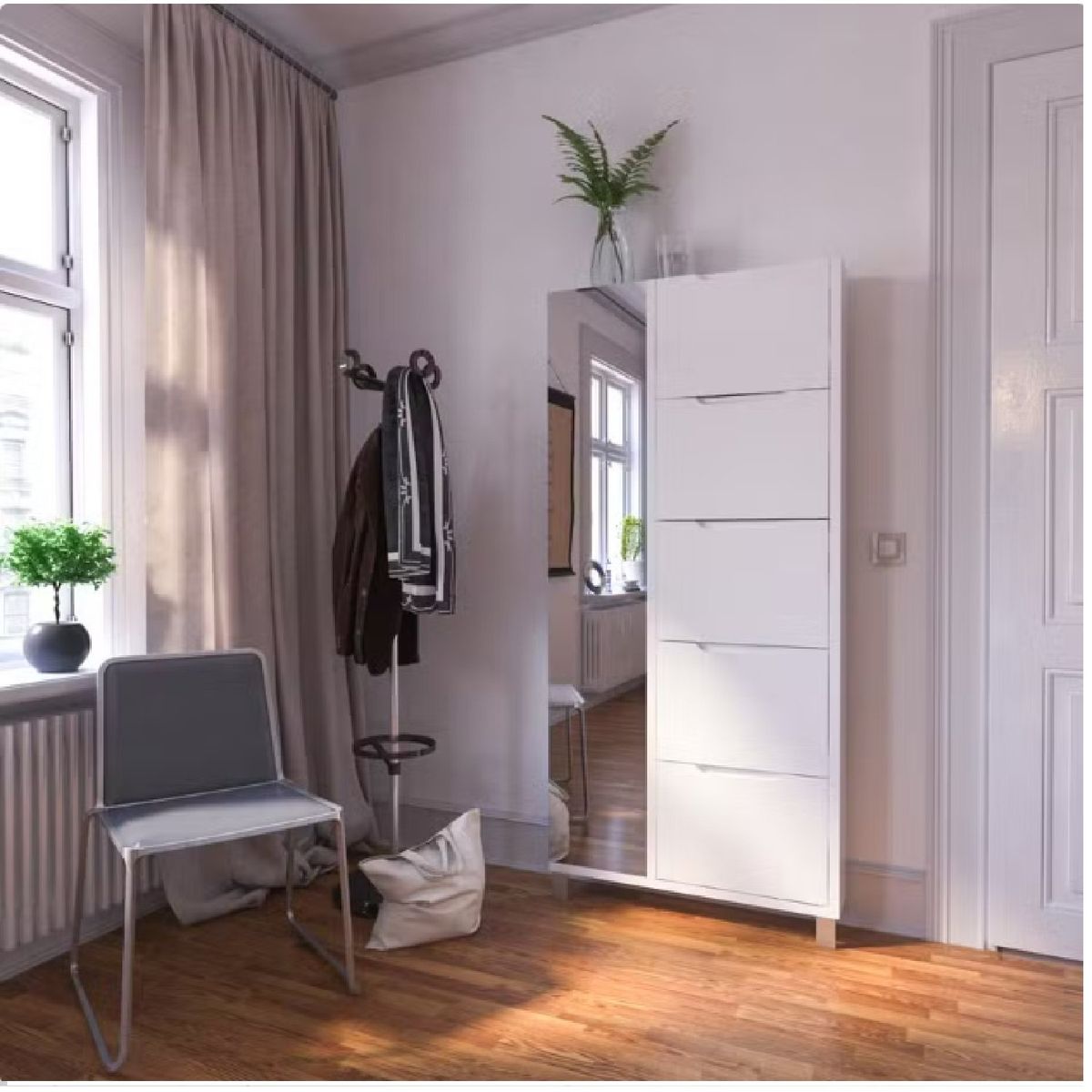 GENERICO - Zapatera Moderna con Espejo Marina Blanco R&R MUEBLES