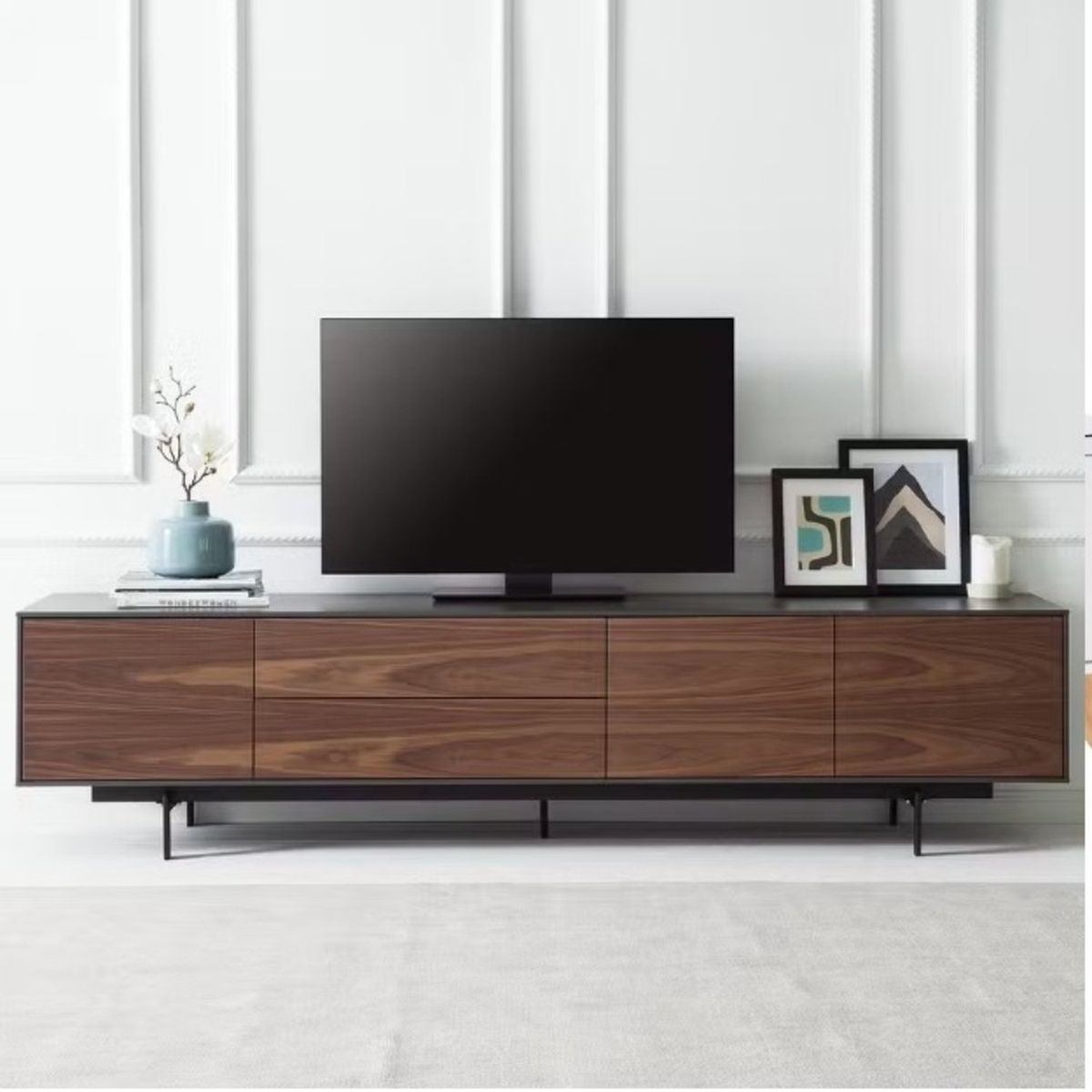 GENERICO - Mesa de TV Moderna Flaos Negro con Marrón R&R MUEBLES