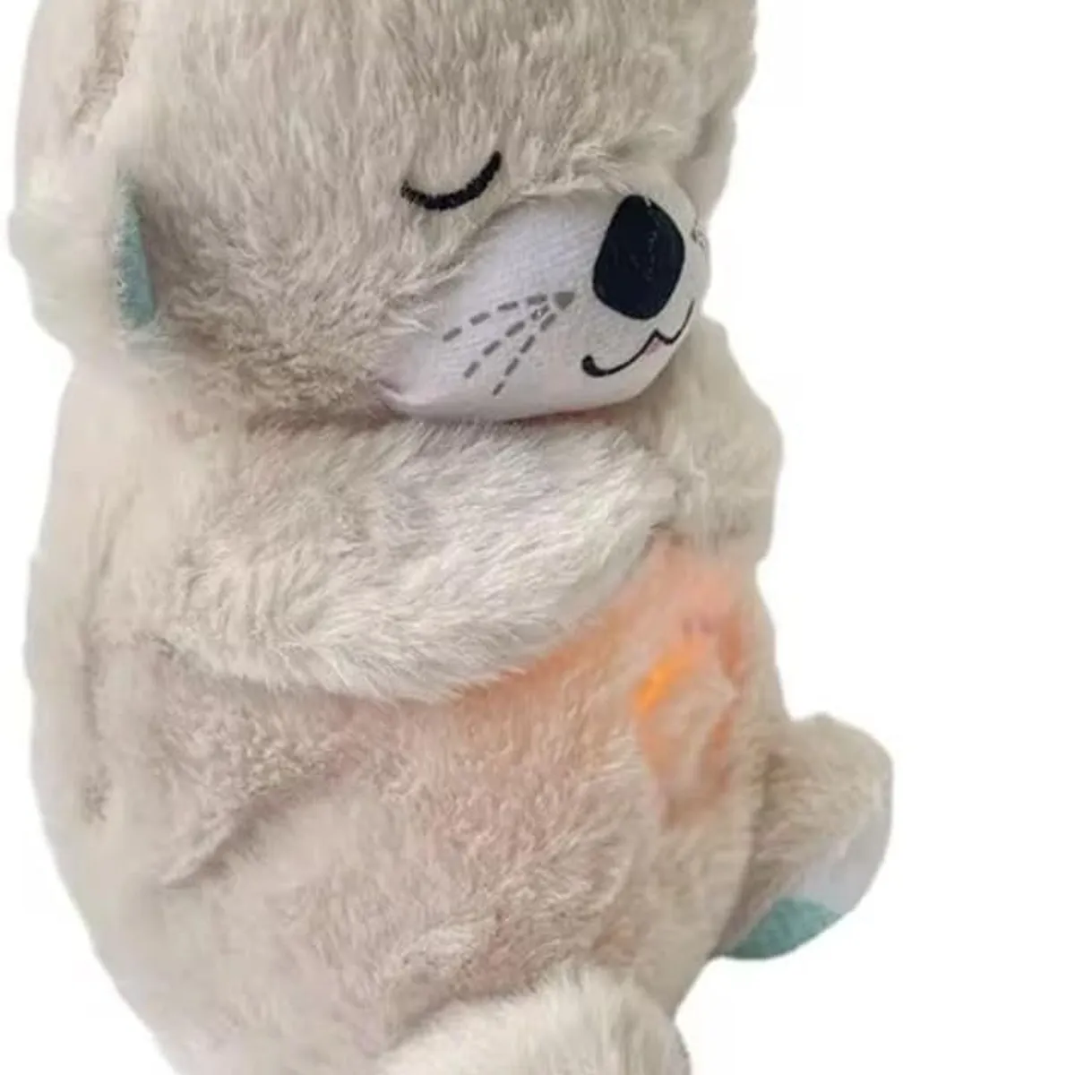 GENERICO - Peluche Nutria Musical Que Respira con Luces Color Perla