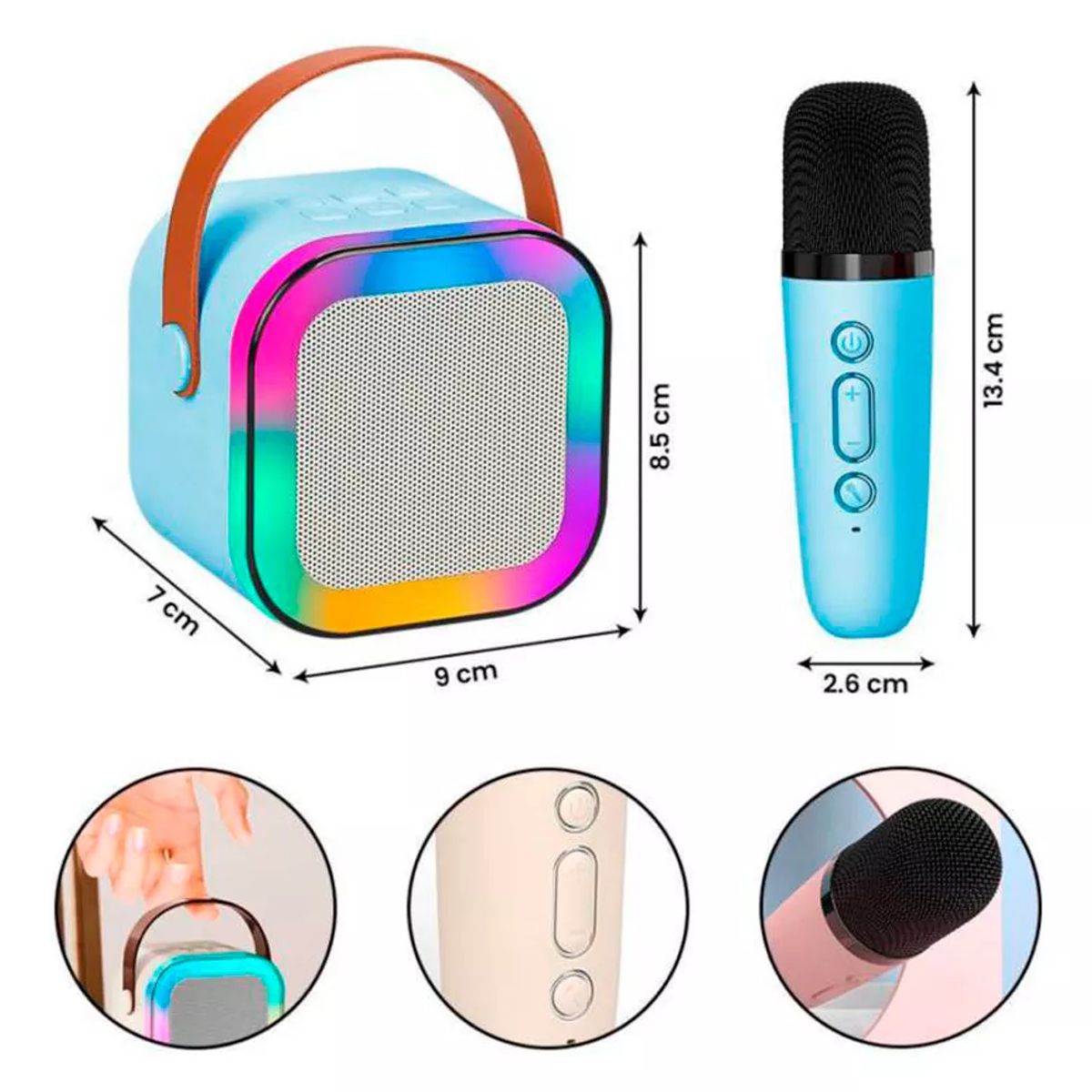 GENERICO - PARLANTE KARAOKE BLUETOOTH C MICROFONO INALAMBRICO RGB LUCES PORTATIL