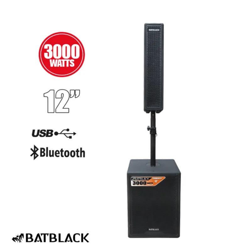 BATBLACK - Kit Parlante Activo de 12″ con torre array de 4″ 3800W BT-1203SUB1-1