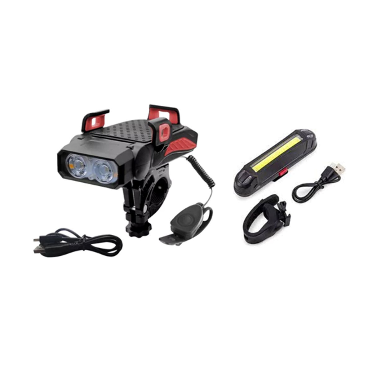 GENERICO - KIT LUZ DELANTERA 4 EN 2  DE 500LM+ LUZ POSTERIOR DE 100LM