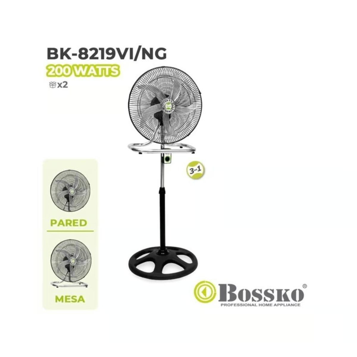 BOSSKO - Ventilador Bossko 3 En 1 De 18″ 200W BK-8219VI