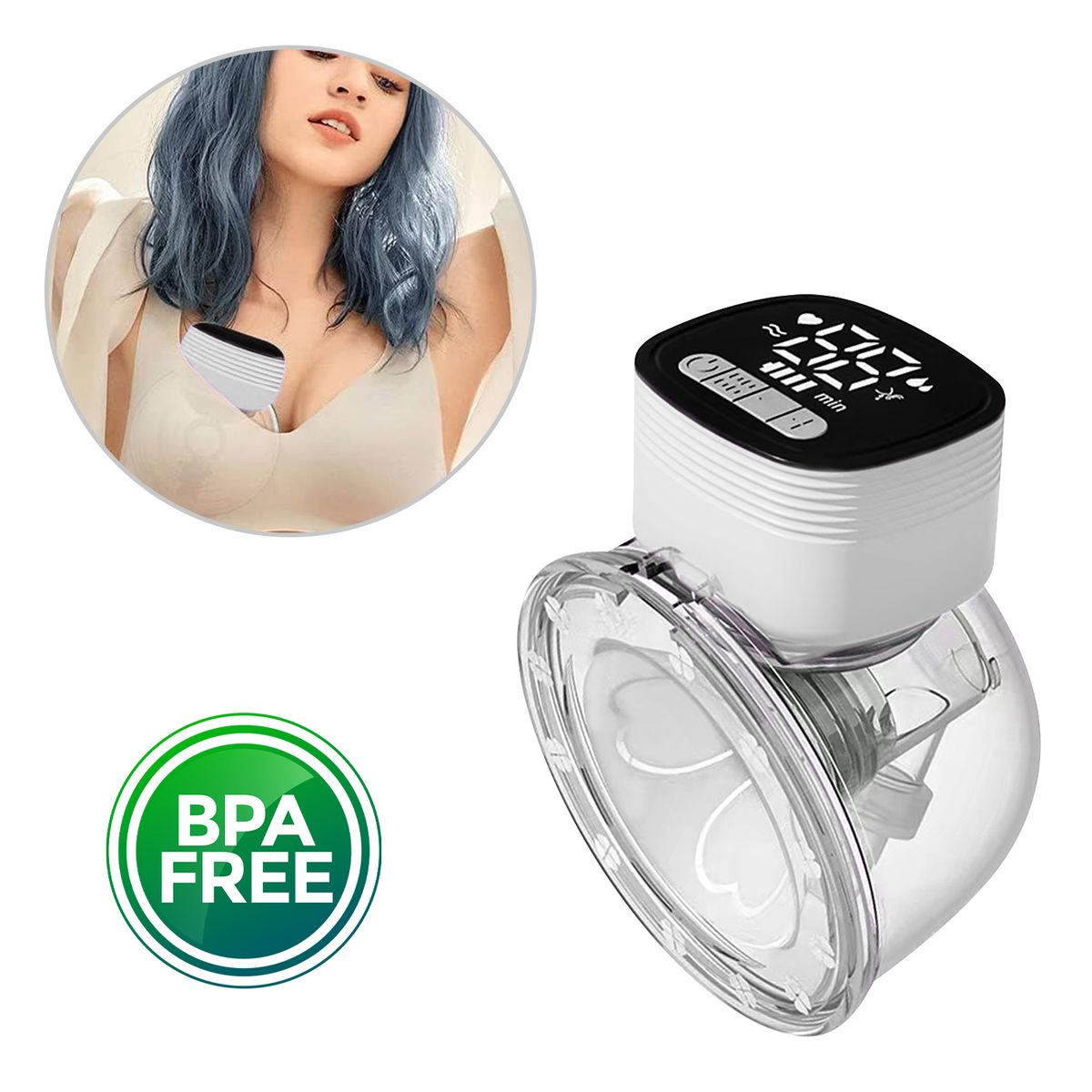 BUYPAL - Extractor de Leche Materna Inalámbrico Manos Libres Blanco