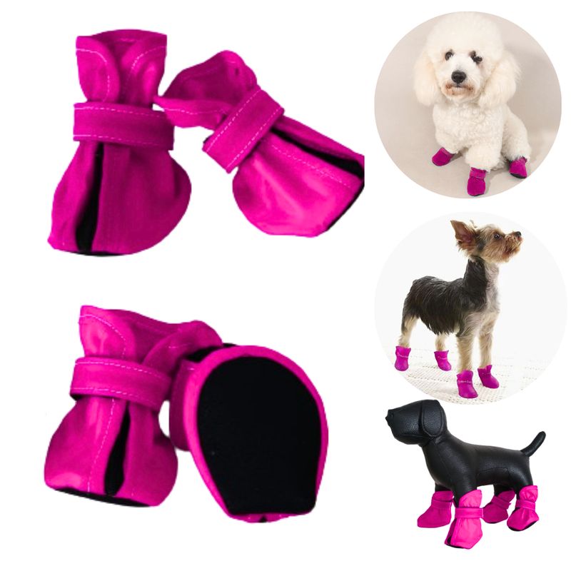 GENERICO - ZAPATOS IMPERMEABLES PARA PERROS MASCOTAS FUCSIA-XS