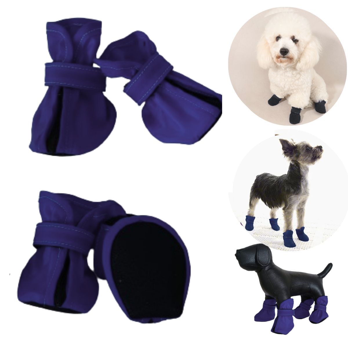 GENERICO - ZAPATOS IMPERMEABLES PARA PERROS Y MASCOTAS AZUL NOCHE-L