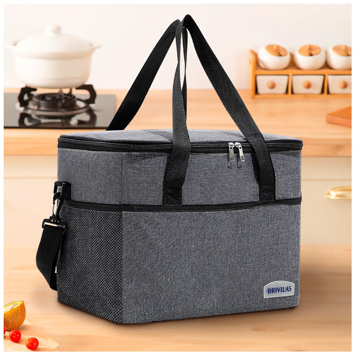 KELLER - Lonchera Térmica para Comida Alimentos con Correa Ajustable Plomo R24