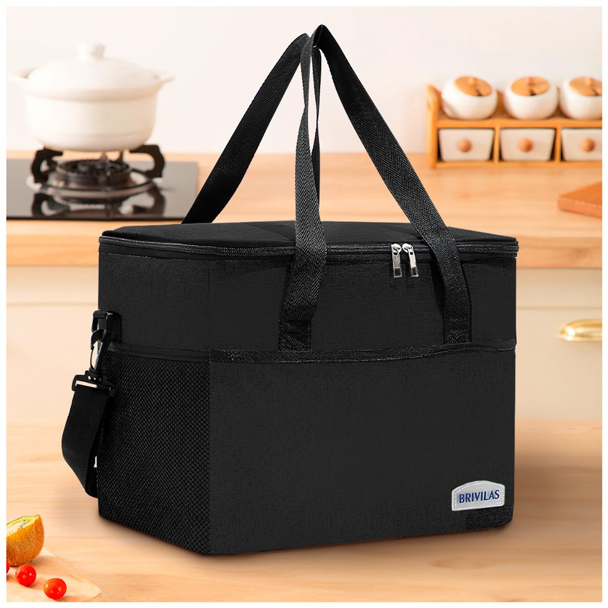 KELLER - Lonchera Térmica para Comida Alimentos con Correa Ajustable Negro R24