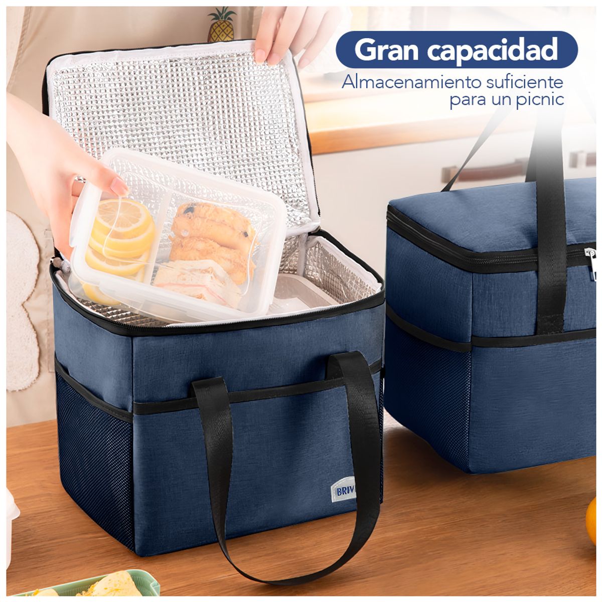 KELLER - Lonchera Térmica para Comida Alimentos con Correa Ajustable Azul R24