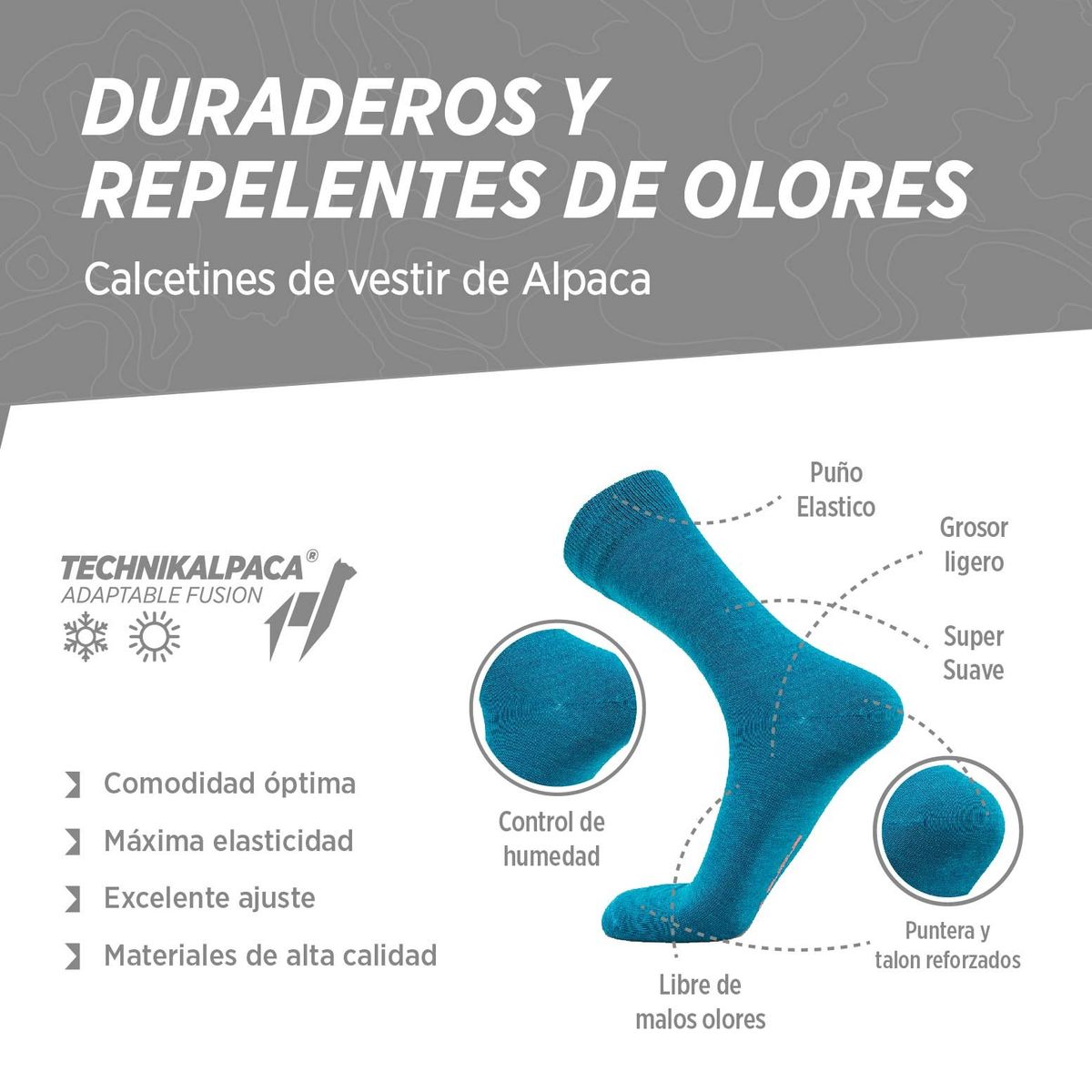 SILVERA NANOTECH - Medias vestir formales de alpaca merino para hombre mujer traje