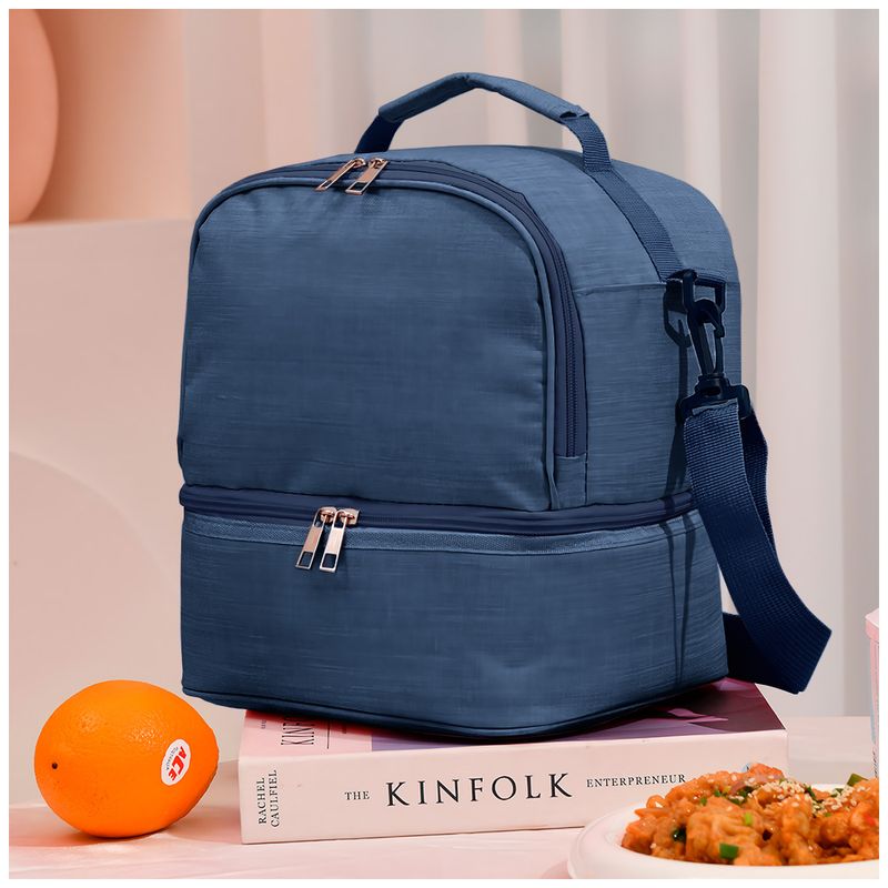 KELLER - Lonchera Térmica Doble Compartimento para Alimentos Azul I38