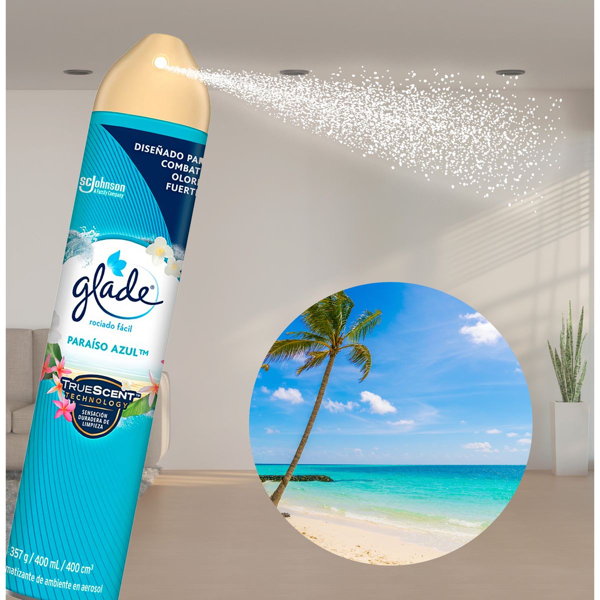 GLADE - Ambientador Glade Spray 400ml Paraíso Azul
