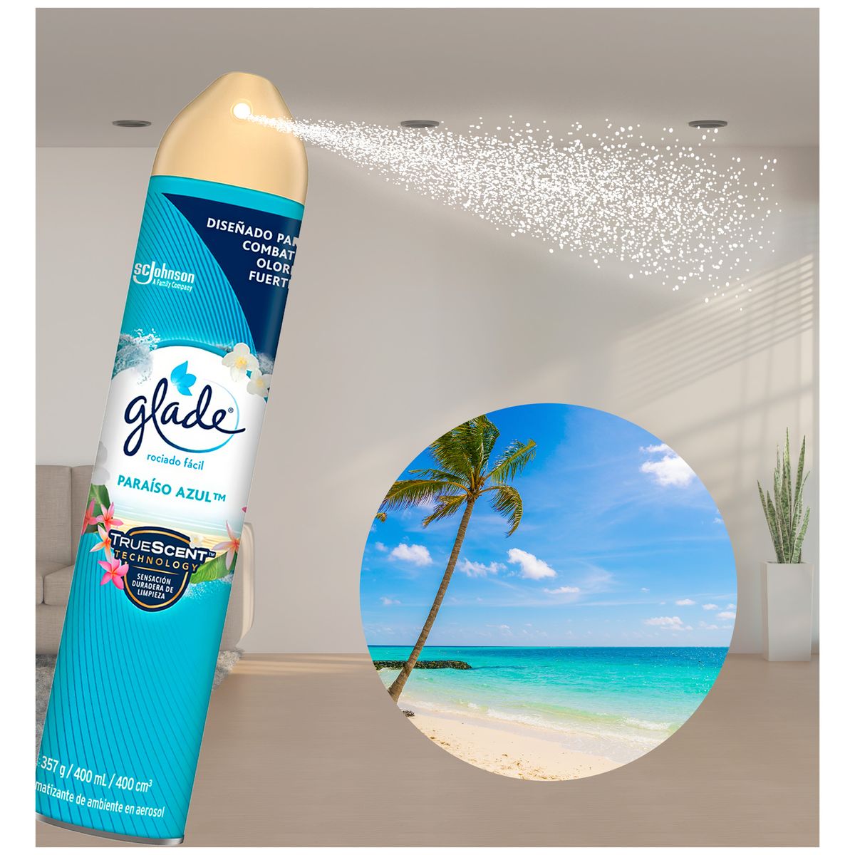 GLADE - Ambientador Glade Spray 400ml Paraíso Azul