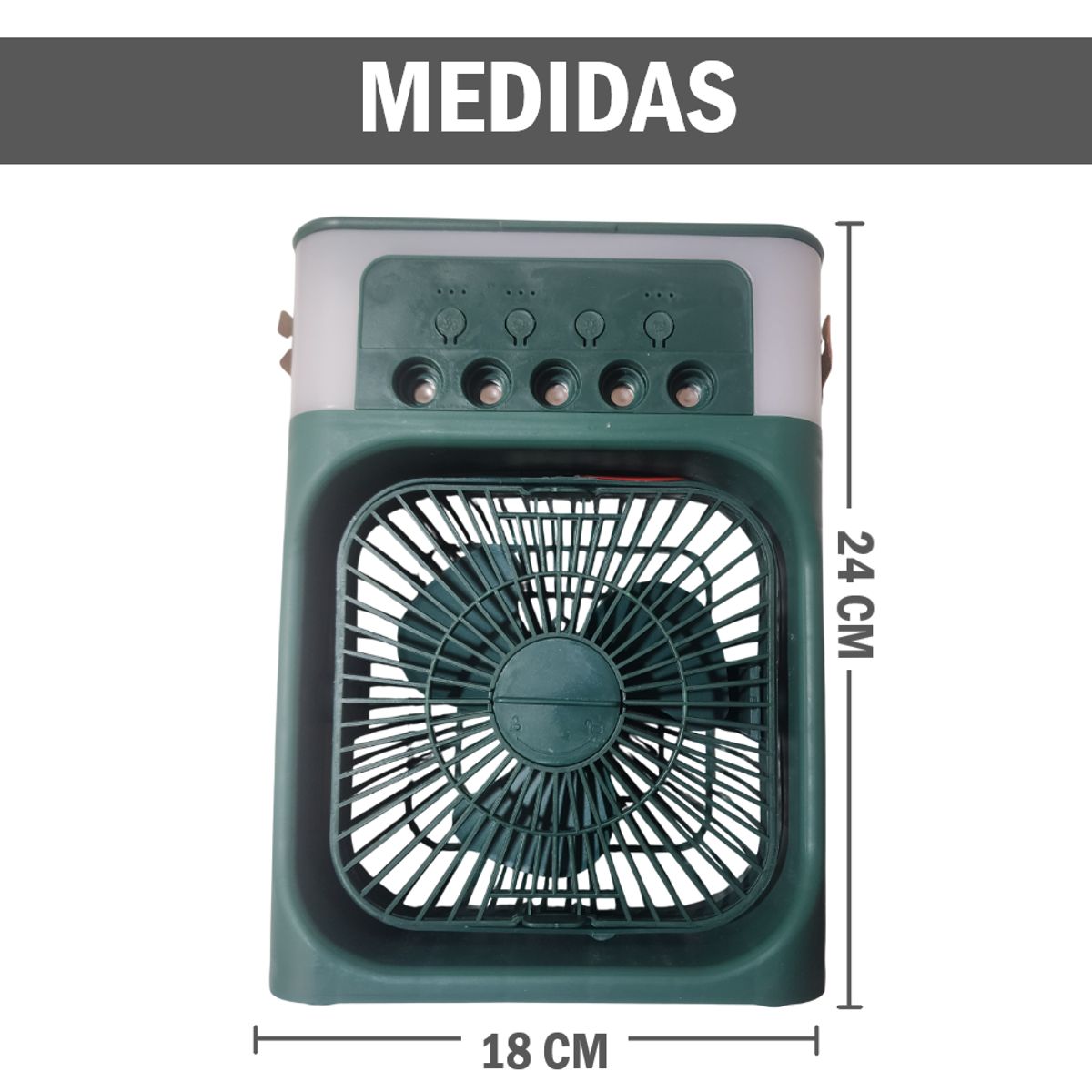 GENERICO - Ventilador portátil humidificador con luz LED - Verde