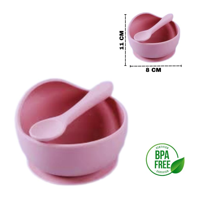 GENERICO - Cuenco de silicona y cuchara para bebé