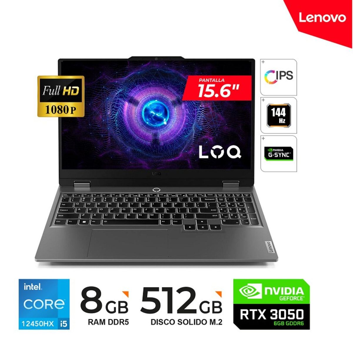 LENOVO - NOTEBOOK LENOVO LOQ 15IAX9 83GS006WLM 16 FHD IPS FREEDOS LUNA GREY