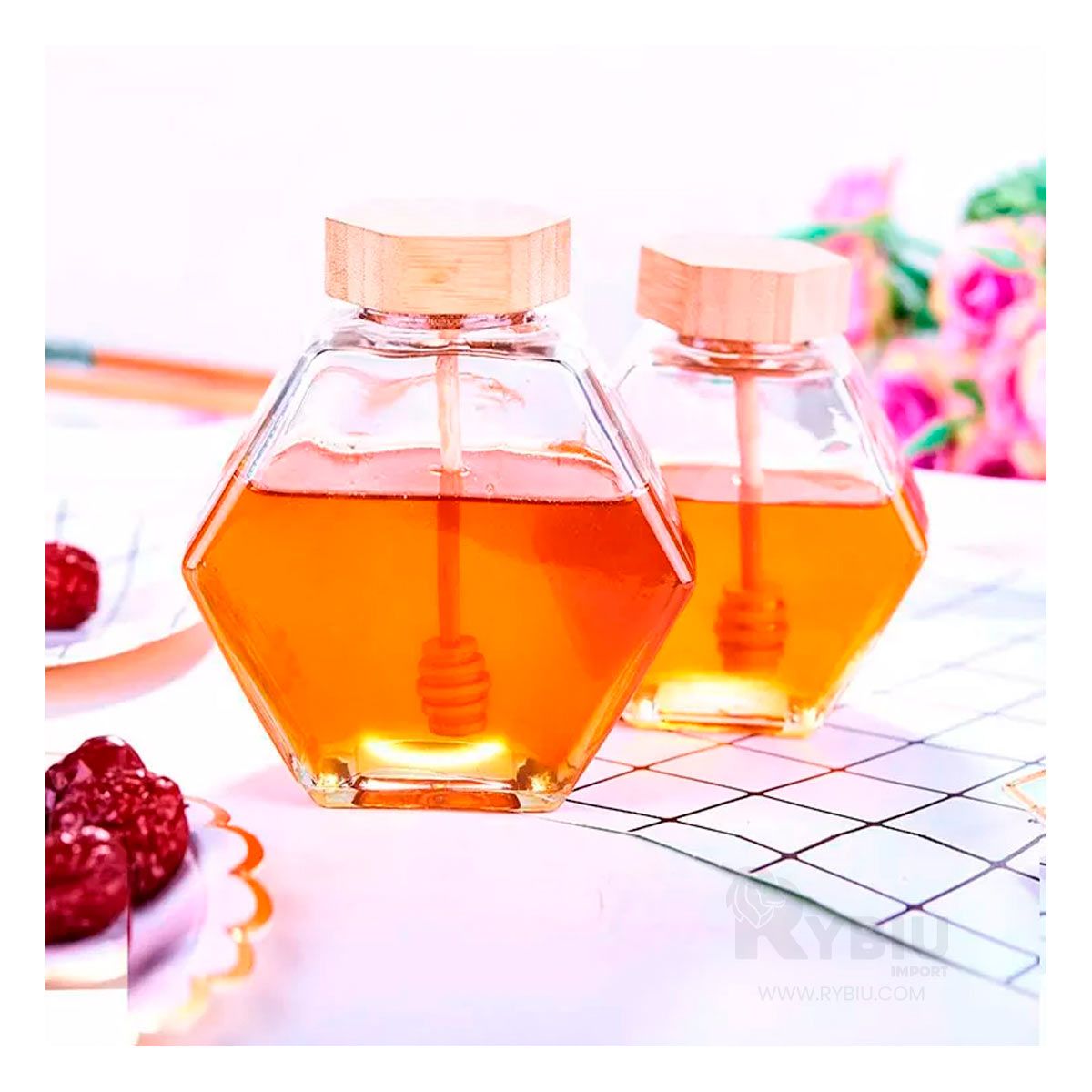 RYBIU IMPORT - Pack2 Pote para Sirop Pack de 2 de 380 ml Y+Ligas de Regalo