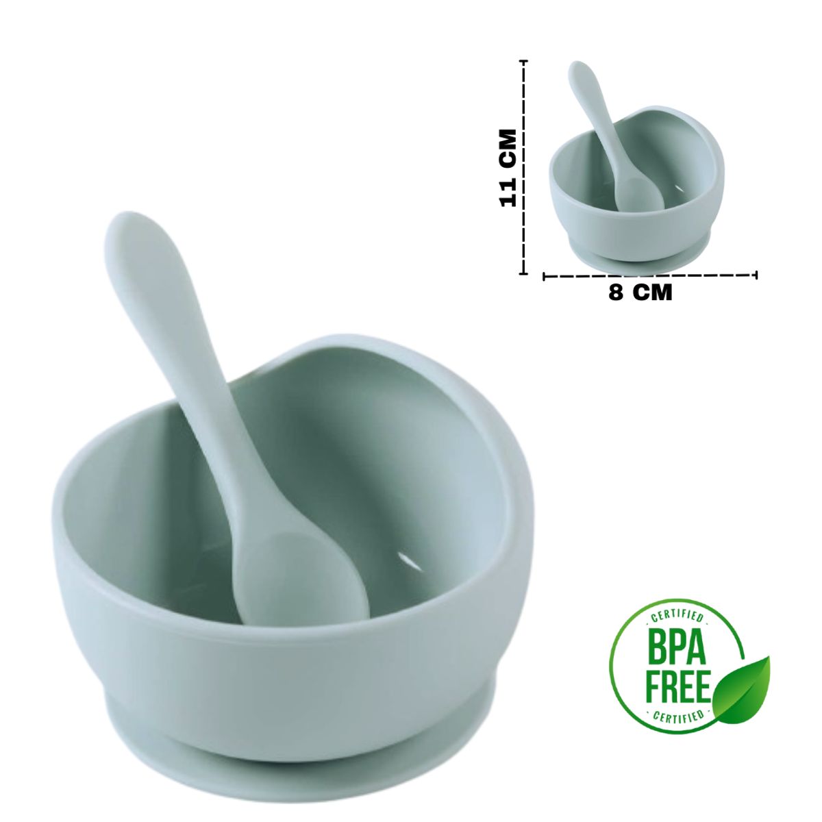 GENERICO - Cuenco de silicona y cuchara para bebé