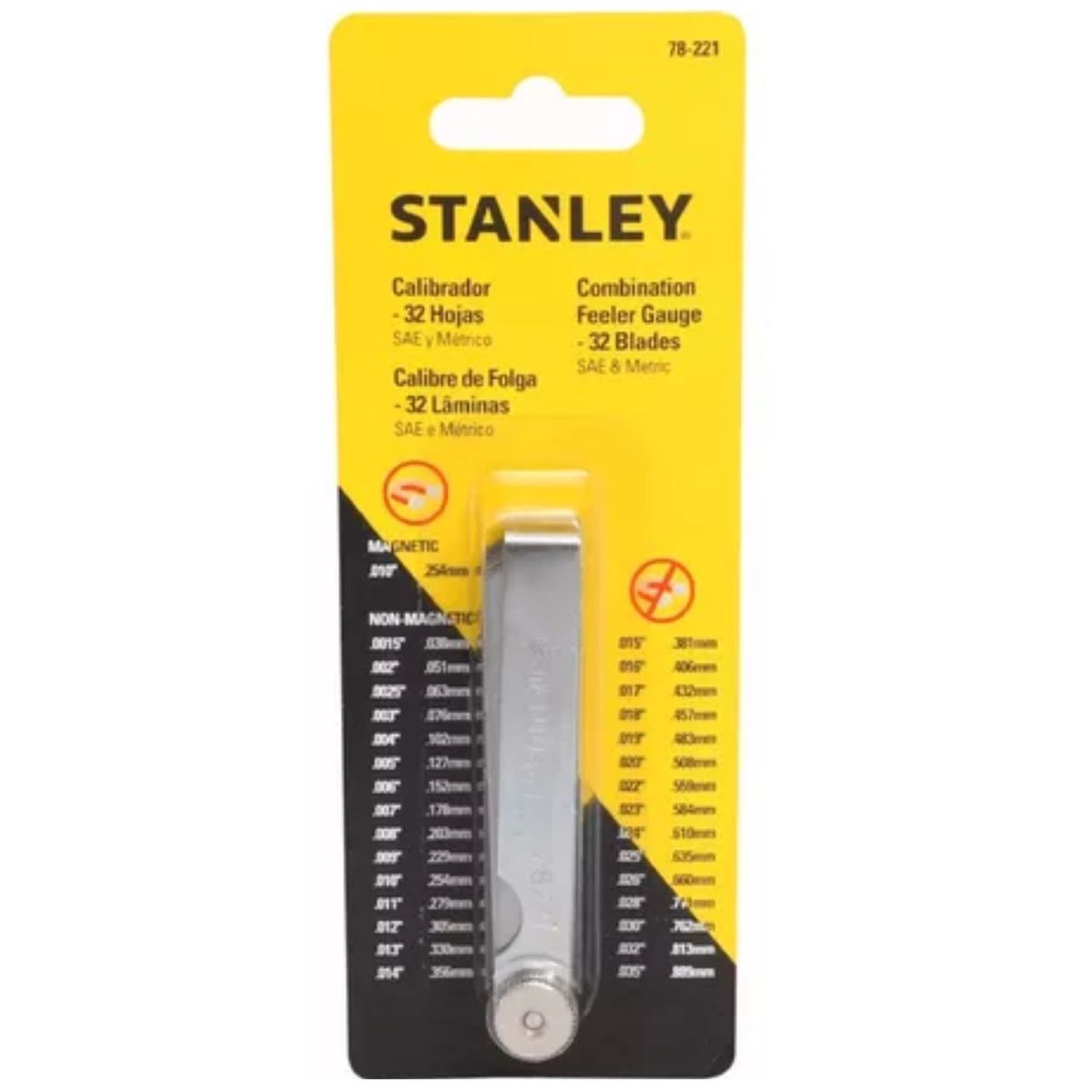 STANLEY - Calibrador de bujías y válvulas 32 Laminas 78-221 STANLEY