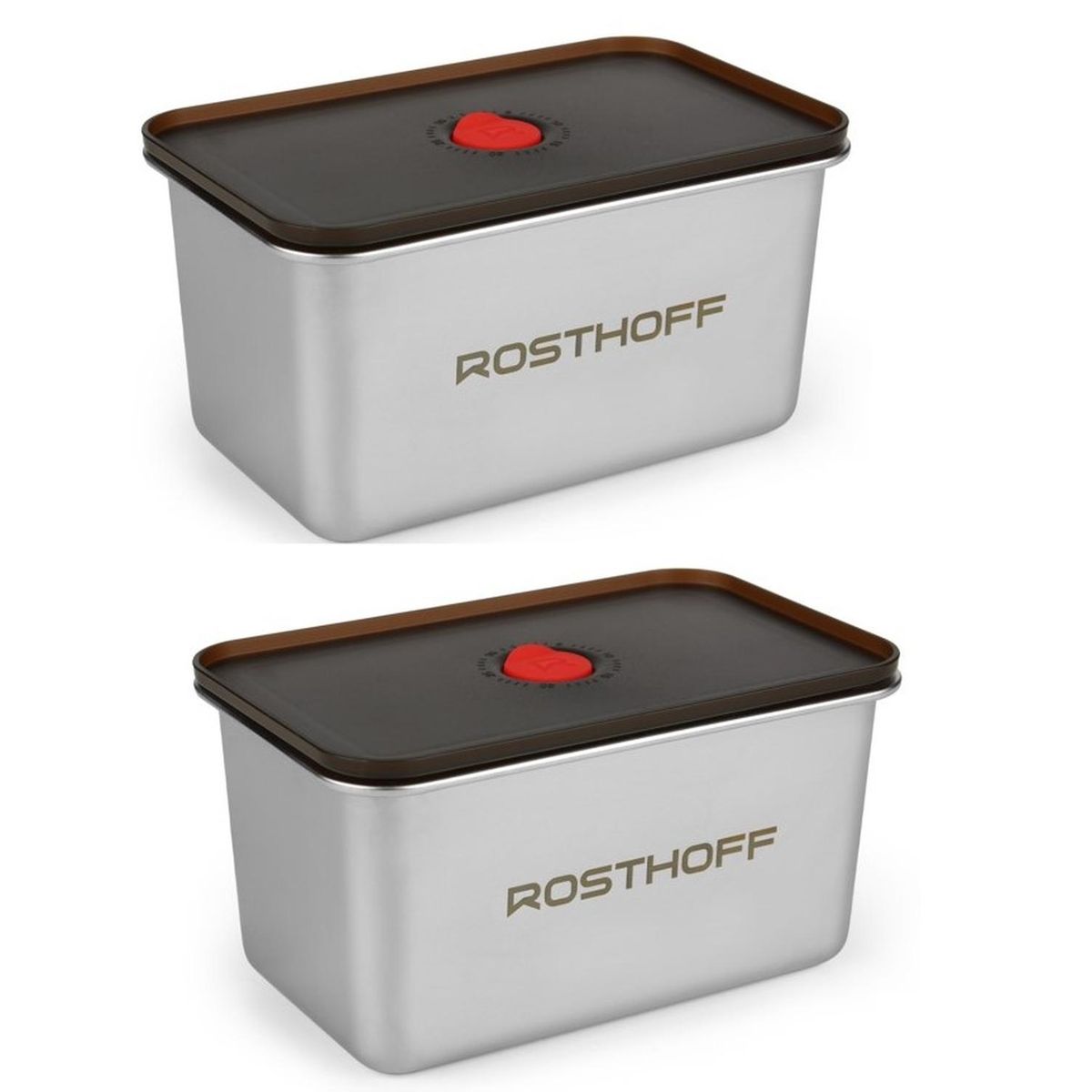 ROSTHOFF - Set x 2 Tapers Contenedores de Acero inoxidable para microondas 1500ml