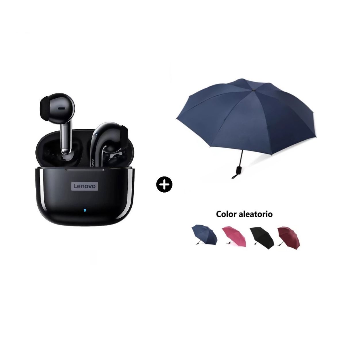 LENOVO - Audífono Lenovo LP40 PRO Negro BT + Paraguas Plegable Color Aleatorio