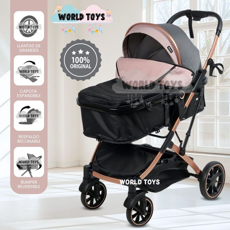 EBABY - Coche Moisés Travel System «BREYELL» de Lujo Pink