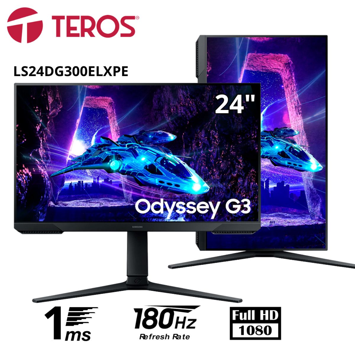 SAMSUNG - Monitor plano gaming SAMSUNG Odyssey G3 24 FHD VA 180Hz 1ms